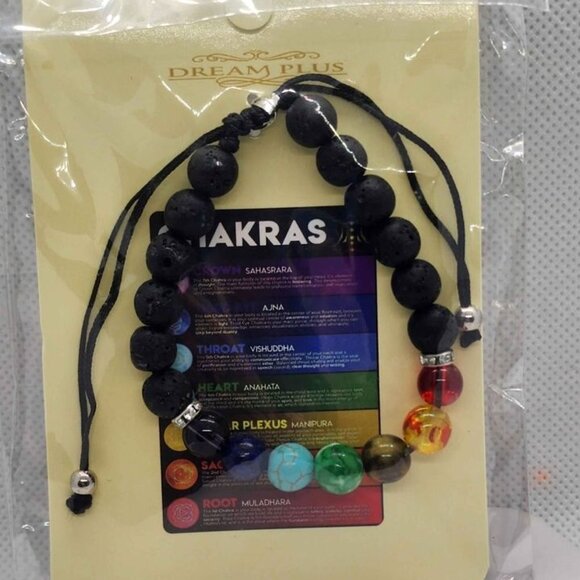 Brand New   The Seven Chakras with Black Beaded Bracelet - Picture 1 of 3